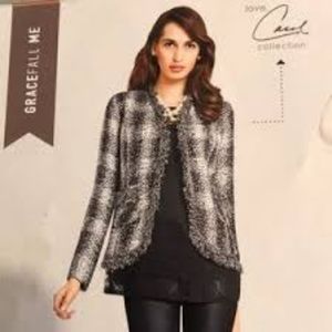 Cabi, Carol Anderson by Invitation Black/White Fringe Blazer Jacket size 4